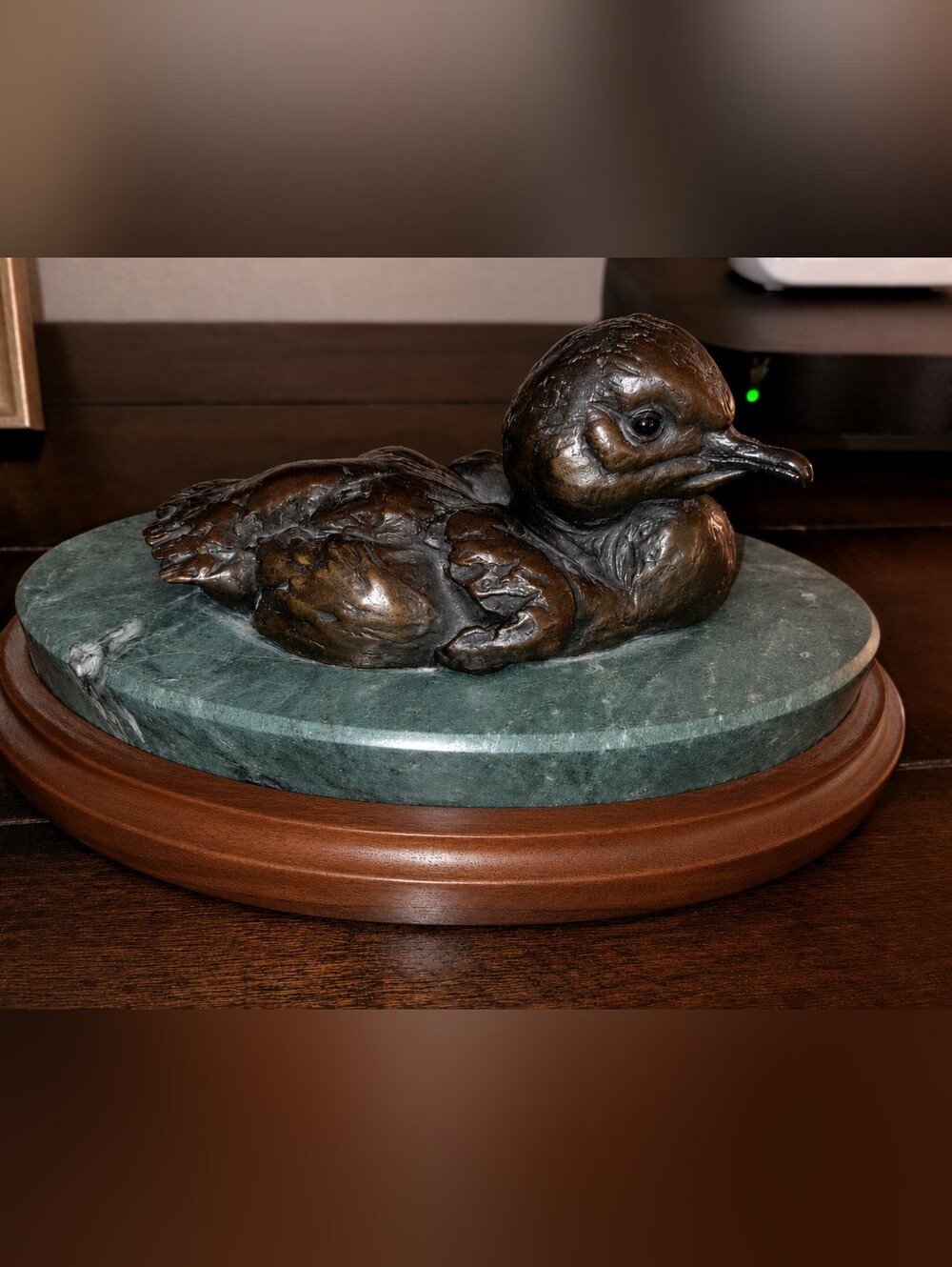 Merganser Duck,Robert BatemanSculptureCast Bronze on Marble and Wood Base 43/250